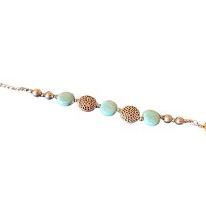 Genuine Turquoise Disc Silver Bracelet Native American Inspired Unisex 7"–8"